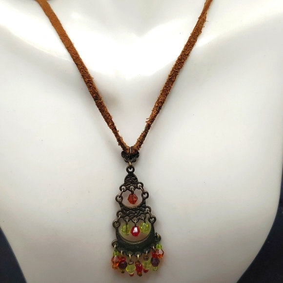 Premier designs leather chandelier dangle necklace N3324 - Picture 1 of 3